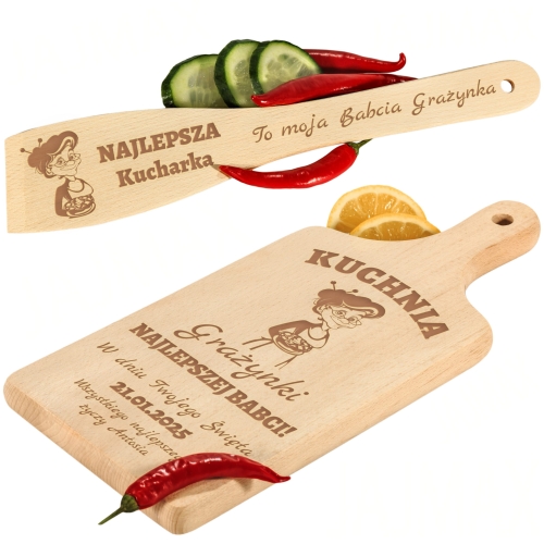 Zestaw Kuchenny Deska i Łopatka Prezent Na Dzień Babci I Dziadka