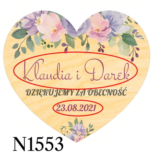 MAGNES SERCE podziękowania dla gości ślub wesele nadruk