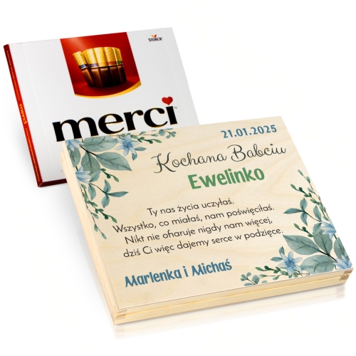 PUDEŁKO NA BOMBONIERKĘ MERCI super pomysł na prezent dla Babci