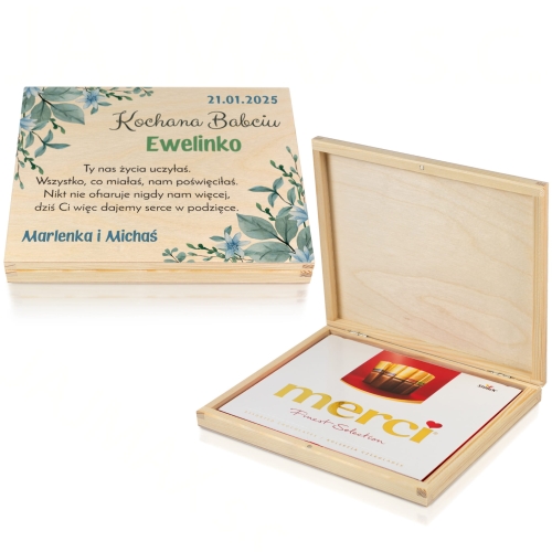 PUDEŁKO NA BOMBONIERKĘ MERCI super pomysł na prezent dla Babci