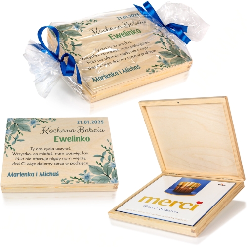 PUDEŁKO NA BOMBONIERKĘ MERCI super pomysł na prezent dla Babci