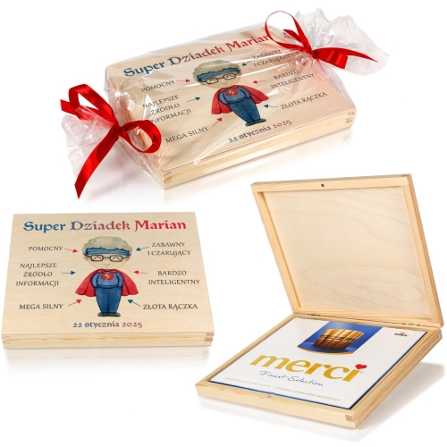 PREZENT DLA DZIADKA super dziadek pudełko na bombonierkę Merci