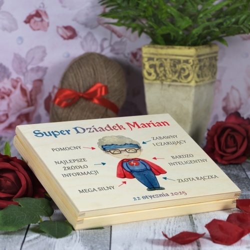 PREZENT DLA DZIADKA super dziadek pudełko na bombonierkę Merci
