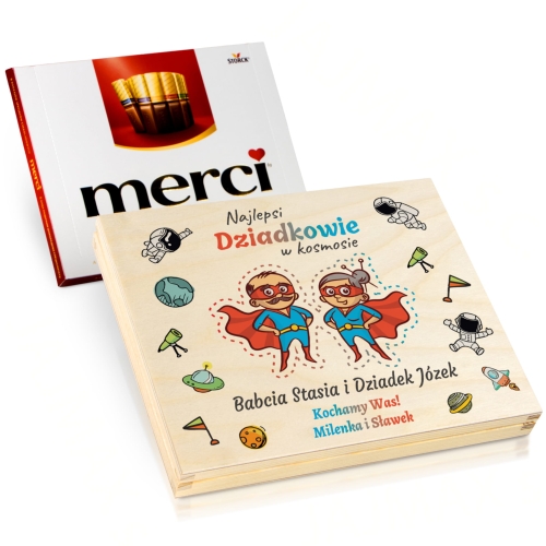 SUPER OZDOBNE PUDEŁKO PREZENT DLA DZIADKÓW Twój napis upominek