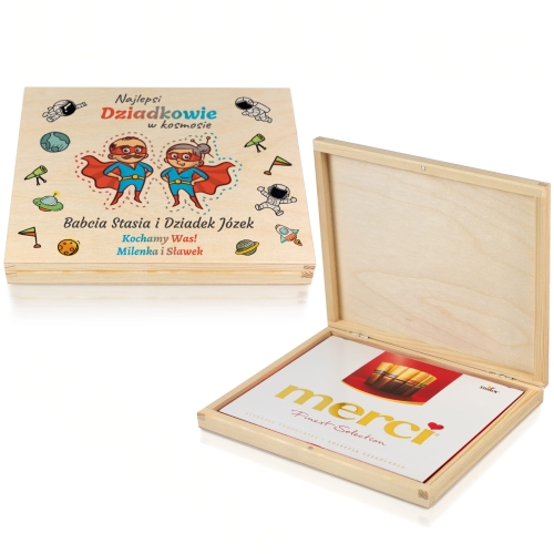 SUPER OZDOBNE PUDEŁKO PREZENT DLA DZIADKÓW Twój napis upominek