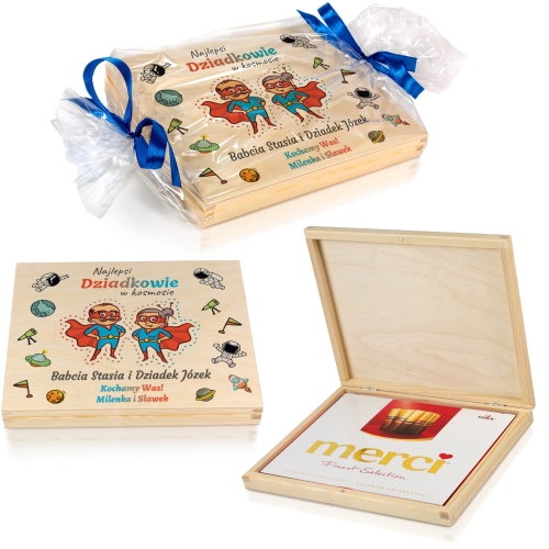 SUPER OZDOBNE PUDEŁKO PREZENT DLA DZIADKÓW Twój napis upominek