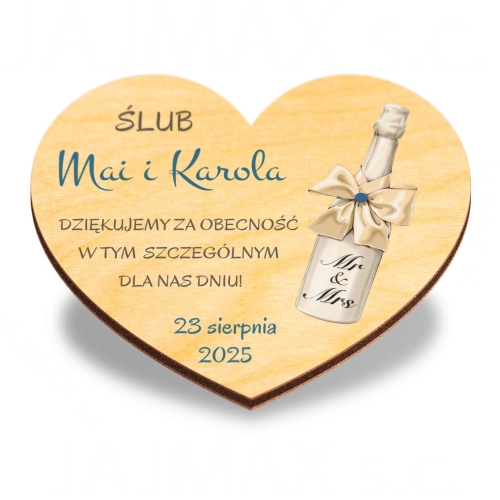 MAGNES SERCE podziękowania dla gości ślub wesele nadruk