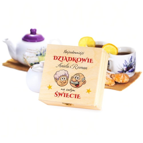 DLA DZIADKÓW pudełko smakołyków z imionami wnuków prezent premium