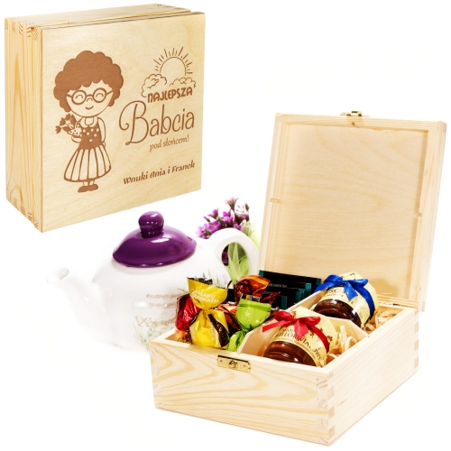 Pudełko smakołyków pomysłowy prezent na Dzień Babci z grawerem