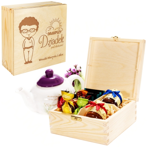 Pudełko drewniane super zestaw dla dziadka grawer Najlepszy Dziadek