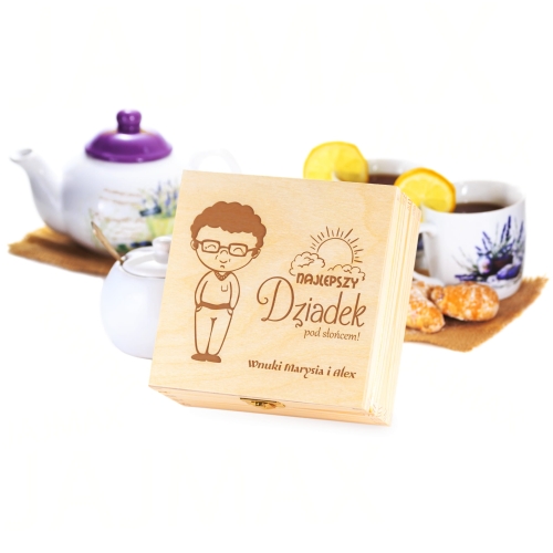 Pudełko drewniane super zestaw dla dziadka grawer Najlepszy Dziadek