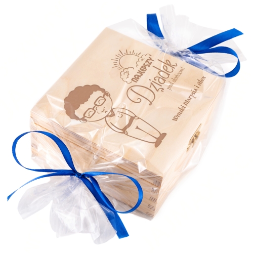 Pudełko drewniane super zestaw dla dziadka grawer Najlepszy Dziadek