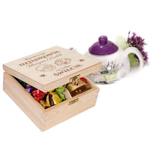 UPOMINEK DLA DZIADKÓW zestaw słodkości czekoladki miód herbaty