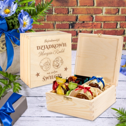UPOMINEK DLA DZIADKÓW zestaw słodkości czekoladki miód herbaty