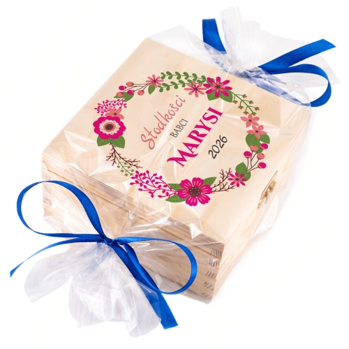 SŁODKOŚCI BABCI pudełko z imieniem POMYSŁ NA PREZENT NA DZIEŃ BABCI