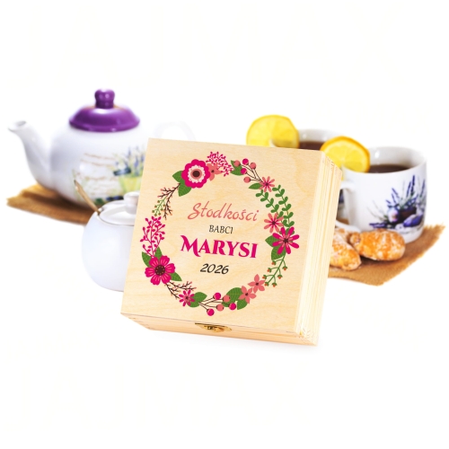 SŁODKOŚCI BABCI pudełko z imieniem POMYSŁ NA PREZENT NA DZIEŃ BABCI