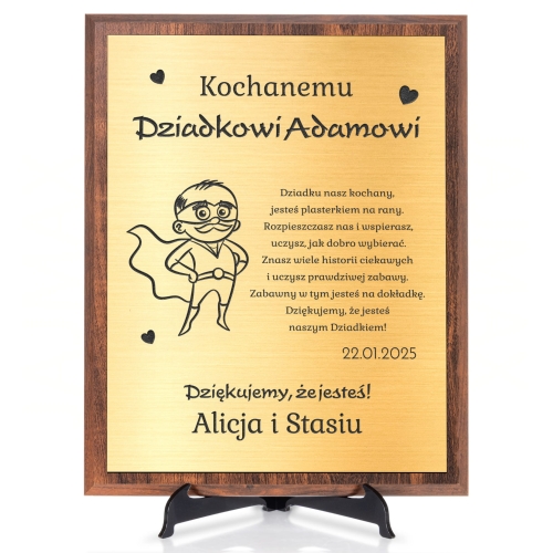 ZŁOTY OBRAZEK Z ŻYCZENIAMI prezent na Dzień Babci i Dziadka