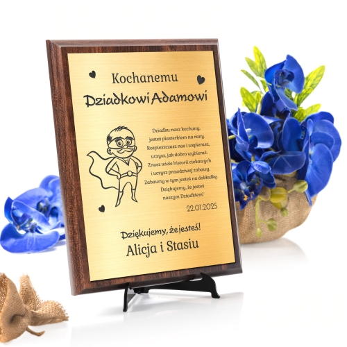 ZŁOTY OBRAZEK Z ŻYCZENIAMI prezent na Dzień Babci i Dziadka
