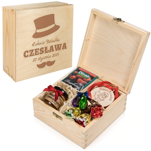 BOX prezentowy dla super Dziadka słodkości i medal od wnuków