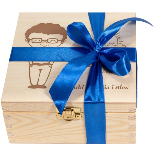 Drewniane Pudełko I MEDAL Zestaw Na Dzień Babci i Dziadka