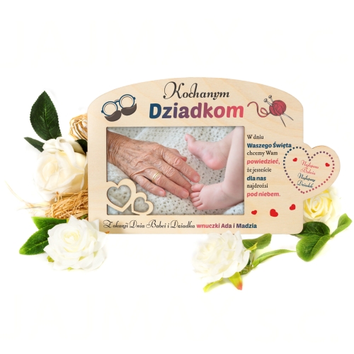 Drewniana ramka na zdjęcie 10x15 DZIEŃ BABCI DZIEŃ DZIADKA