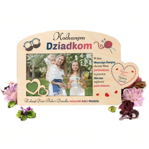 Drewniana ramka na zdjęcie 10x15 DZIEŃ BABCI DZIEŃ DZIADKA