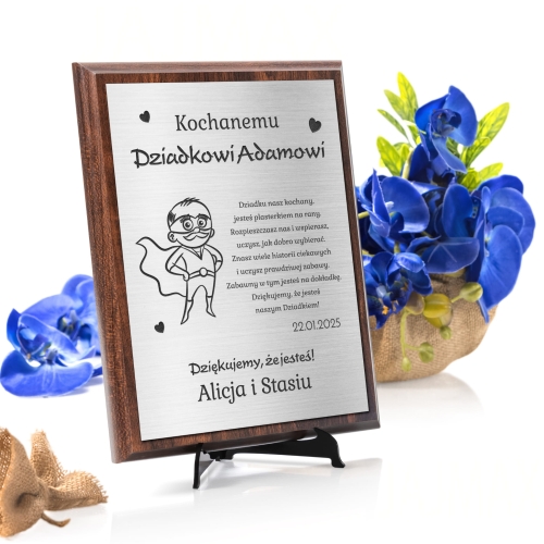 SREBRNY OBRAZEK prezent dla Dziadka na Dzień Dziadka życzenia