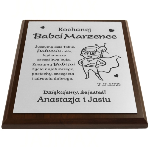 DYPLOM DLA BABCI srebrny obrazek prezent na Dzień Babci Twój grawer