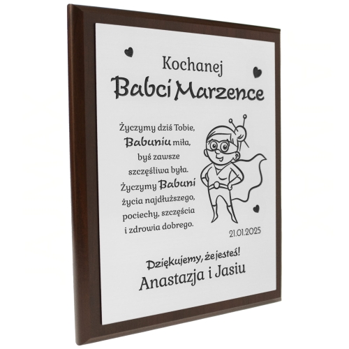 DYPLOM DLA BABCI srebrny obrazek prezent na Dzień Babci Twój grawer