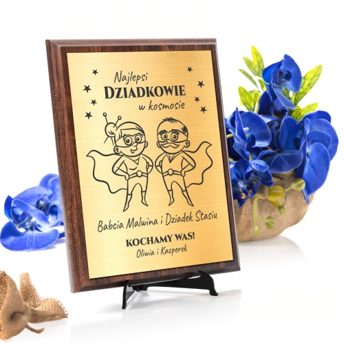 Dyplom dla super dziadków złoty obrazek WYJĄTKOWY PREZENT OD WNUKÓW