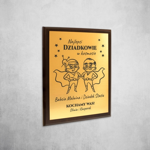 Dyplom dla super dziadków złoty obrazek WYJĄTKOWY PREZENT OD WNUKÓW