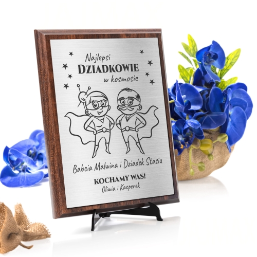 SREBRNY DYPLOM DLA DZIADKÓW oryginalny prezent dla Babci i Dziadka