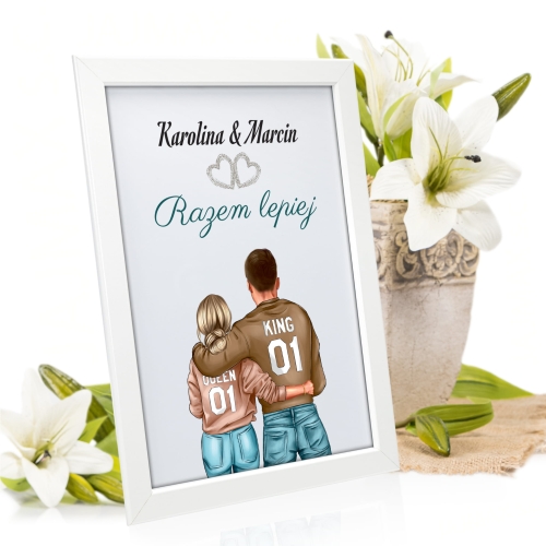 PLAKAT DLA ZAKOCHANYCH QUEEN&KING prezent z imionami