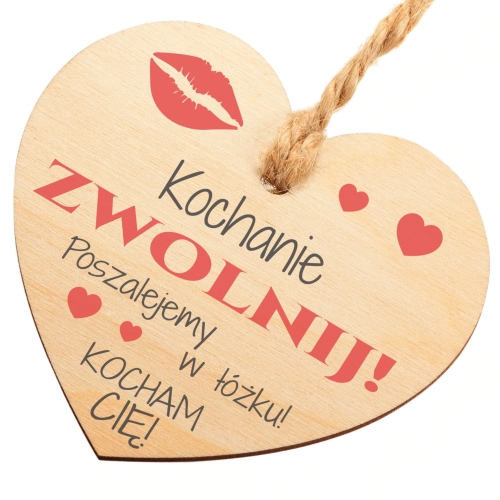 Zawieszka do auta KOCHANIE ZWOLNIJ super prezent na Walentynki