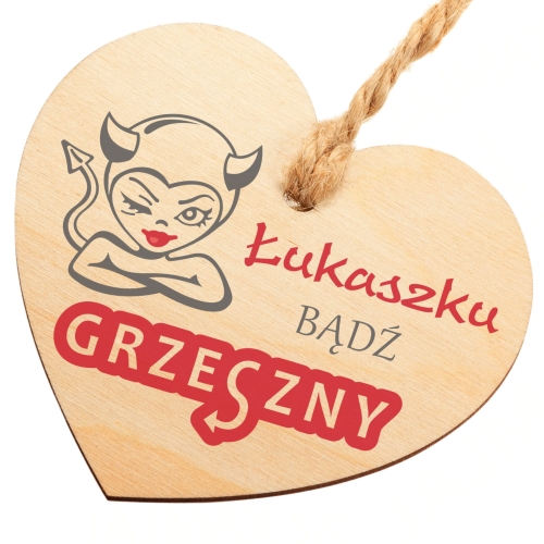 Zawieszka do auta serce ZABAWNY NAPIS diabełek prezent na Walentynki