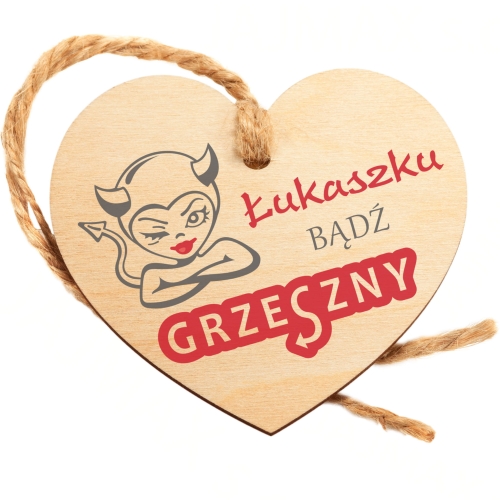 Zawieszka do auta serce ZABAWNY NAPIS diabełek prezent na Walentynki