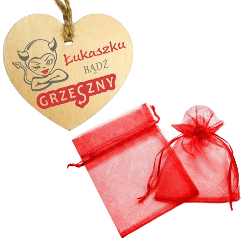 Zawieszka do auta serce ZABAWNY NAPIS diabełek prezent na Walentynki