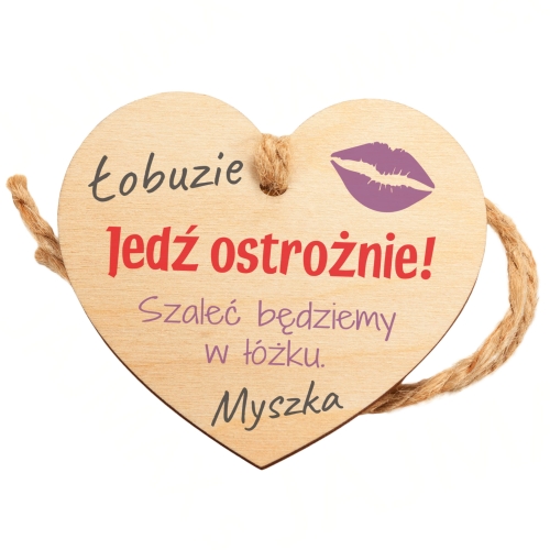 DREWNIANA ZAWIESZKA DO AUTA serce super prezent Dzień Zakochanych