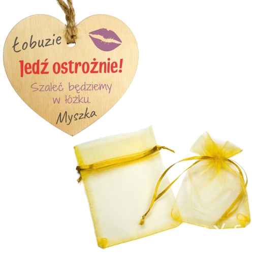 DREWNIANA ZAWIESZKA DO AUTA serce super prezent Dzień Zakochanych