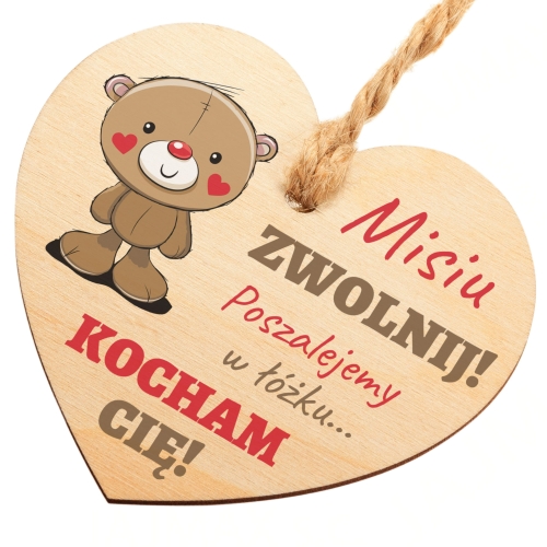 WALENTYNKOWY UPOMINEK serce zawieszka do samochodu Misiu zwolnij