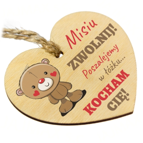 WALENTYNKOWY UPOMINEK serce zawieszka do samochodu Misiu zwolnij