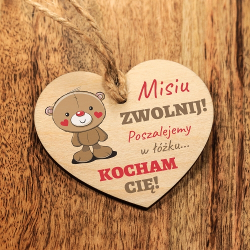 WALENTYNKOWY UPOMINEK serce zawieszka do samochodu Misiu zwolnij