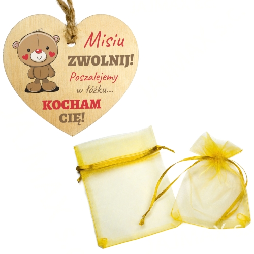 WALENTYNKOWY UPOMINEK serce zawieszka do samochodu Misiu zwolnij