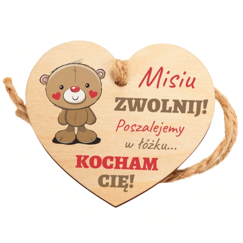 WALENTYNKOWY UPOMINEK serce zawieszka do samochodu Misiu zwolnij