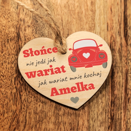 Pomysł na prezent na Walentynki ZAWIESZKA DO AUTA Z DEDYKACJĄ