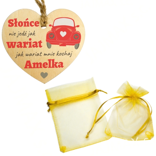 Pomysł na prezent na Walentynki ZAWIESZKA DO AUTA Z DEDYKACJĄ