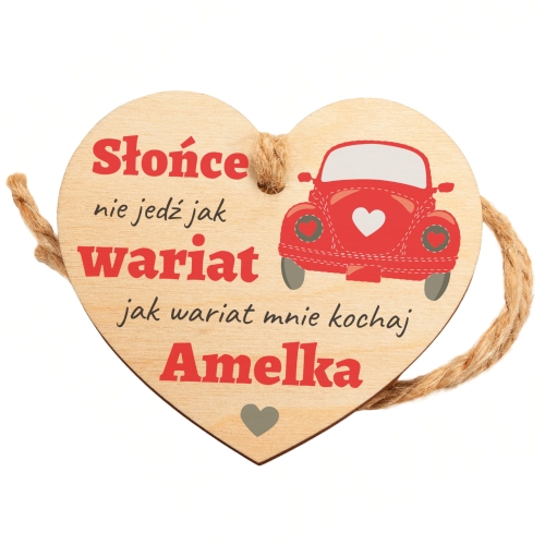 Pomysł na prezent na Walentynki ZAWIESZKA DO AUTA Z DEDYKACJĄ