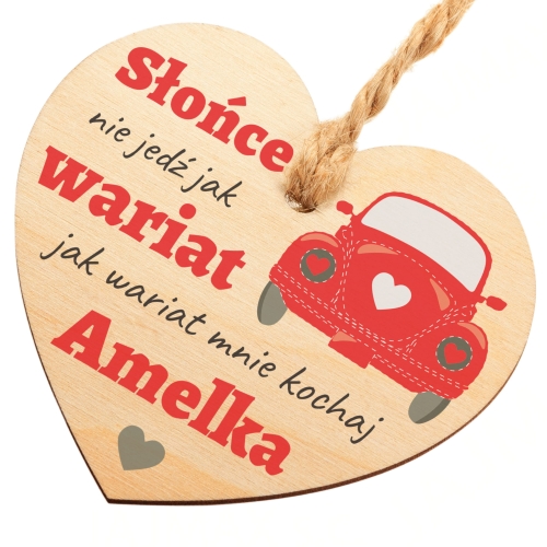 Pomysł na prezent na Walentynki ZAWIESZKA DO AUTA Z DEDYKACJĄ