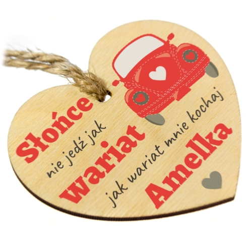 Pomysł na prezent na Walentynki ZAWIESZKA DO AUTA Z DEDYKACJĄ