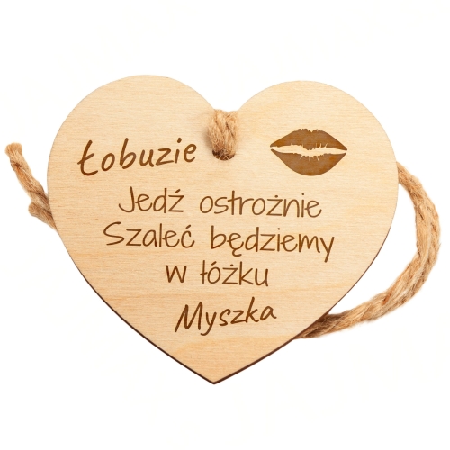 UPOMINEK WALENTYNKI drewniana zawieszka na lusterko auta dedykacja